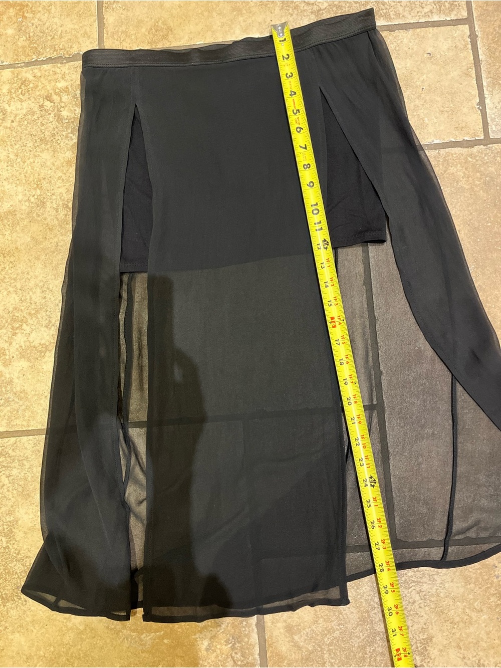 Blue Life Black High-Low Vintage Sheer Overlay Skirt. 100% silk
